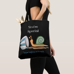 Snail and striped cup tote bag