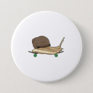 Snail as Skater with Skateboard 7.5 Cm Round Badge