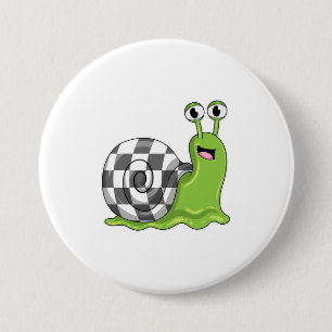 Snail at Chess with Chessboard 7.5 Cm Round Badge
