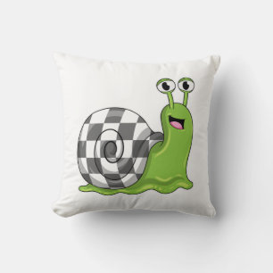 Snail at Chess with Chessboard Cushion