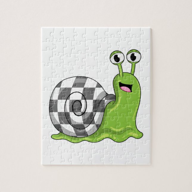 Snail at Chess with Chessboard Jigsaw Puzzle (Vertical)