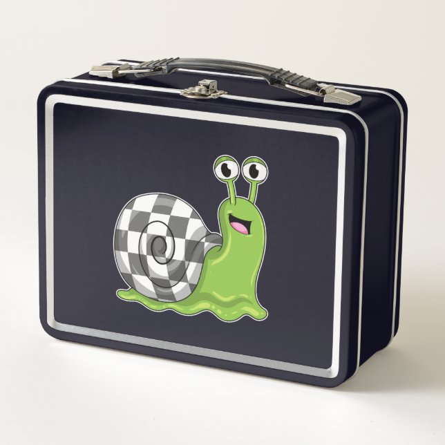 Snail at Chess with Chessboard Metal Lunch Box (Front)