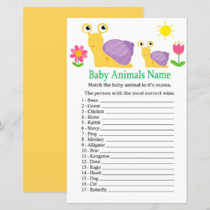 Snail Baby Animals Name Game