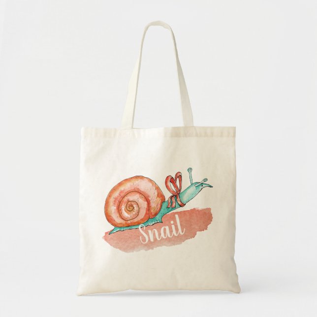 Snail bag. Watercolor funny animal illustration Tote Bag (Front)