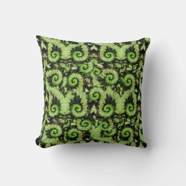 Snail Begonia Leaf Pillow by Sharles (Front)