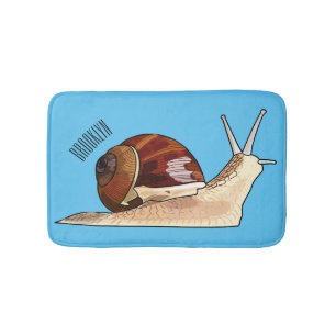 Snail cartoon illustration bath mat