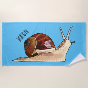 Snail cartoon illustration beach towel
