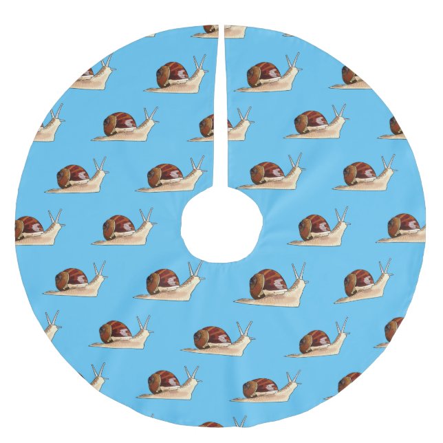 Snail cartoon illustration brushed polyester tree skirt (Front)
