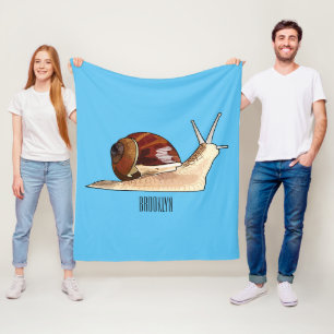 Snail cartoon illustration fleece blanket