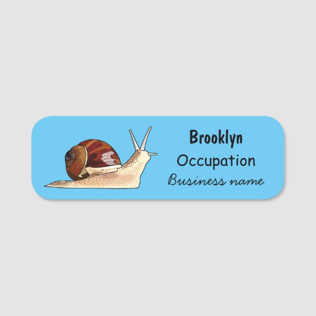 Snail cartoon illustration name tag (Front)
