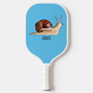 Snail cartoon illustration pickleball paddle