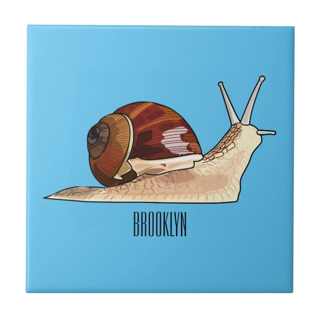 Snail cartoon illustration tile (Front)
