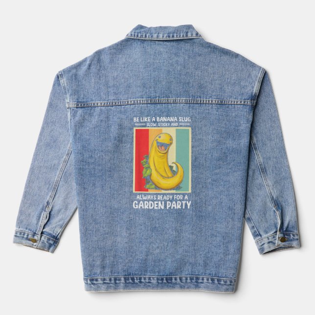 Snail Catcher Quote for Snail Catching and Slug Co Denim Jacket (Back)