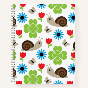 Snail & Clover Seamless Pattern Notebook