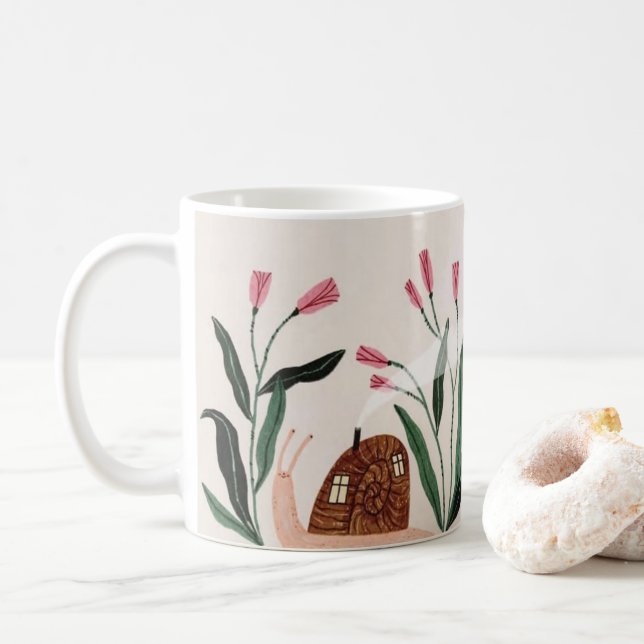 Snail Cottage Whimsical Mug (With Donut)