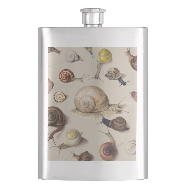 Snail Garden Pet Gastropod Slug Botanical Snails Hip Flask (Front)