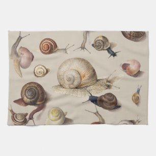 Snail Garden Pet Gastropod Slug Botanical Snails Tea Towel