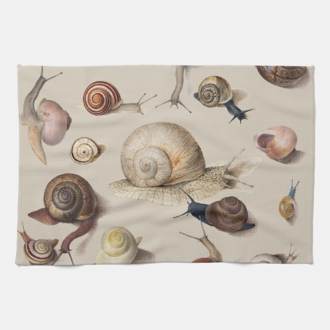 Snail Garden Pet Gastropod Slug Botanical Snails Tea Towel (Horizontal)