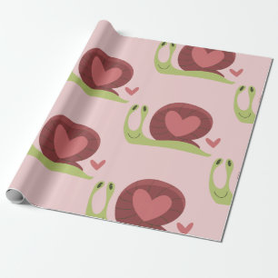 snail heart love romance valentines cute wrapping paper