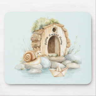 Snail Home Sweet Home River Meadow Rocks Mouse Mat