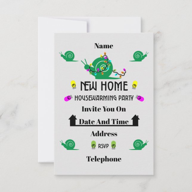 Snail Housewarming Party New Home Invite (Front)