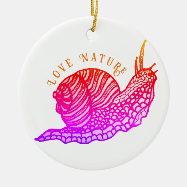 Snail in graphic style ceramic tree decoration (Front)