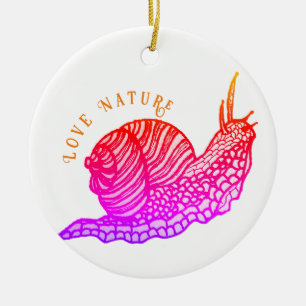 Snail in graphic style ceramic tree decoration