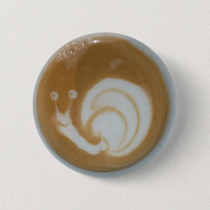 Snail latte coffee art 6 cm round badge