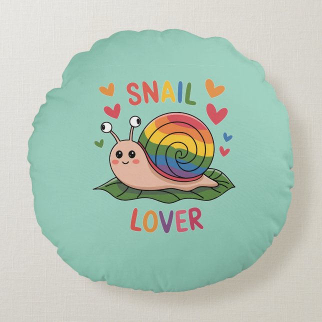 snail lover bright colourful snails cute round cushion (Front)