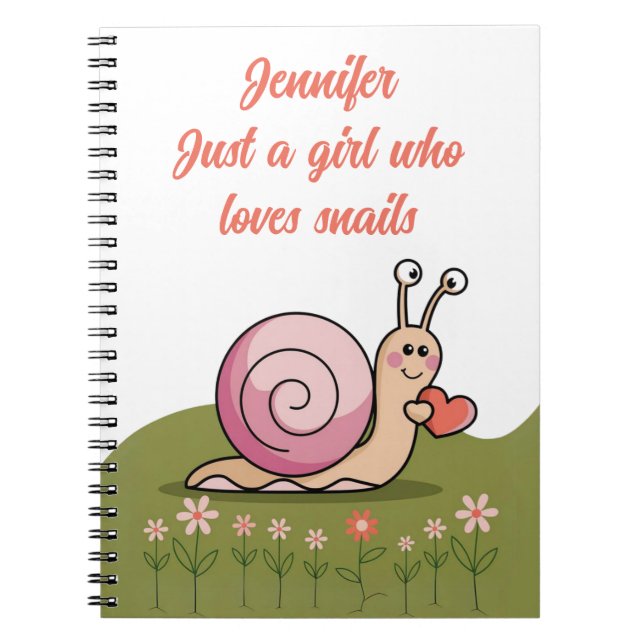Snail lover snails trails molusk fan notebook (Front)