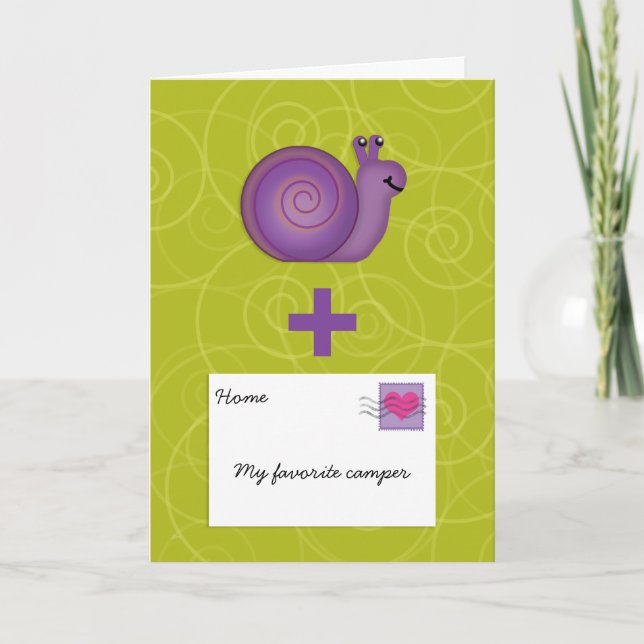 Snail Mail for Girl or Boy at Summer Camp Add Name Card (Front)