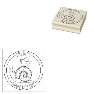 Snail Mail Fragile Handle with Care Wood Art Stamp
