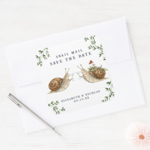 Snail Mail Save the Date   Watercolor Wedding Square Sticker