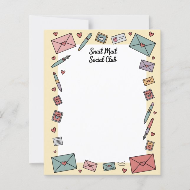 Snail Mail Social Pen Pal Letter Writing Paper (Front)