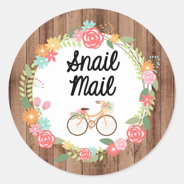 Snail Mail Sticker - floral bicycle!! (Front)