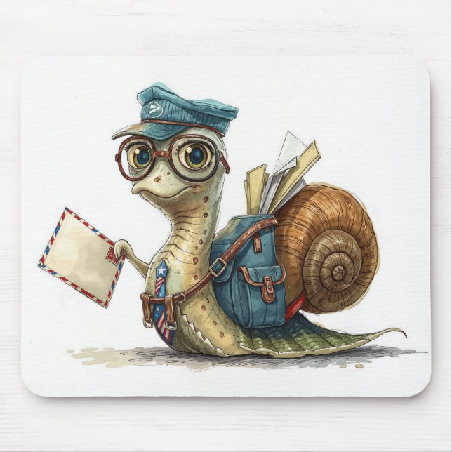 Snail Mailman Delivering Mail Mouse Mat (Front)