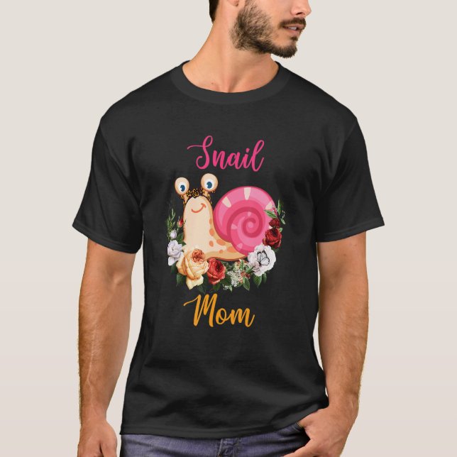 Snail Mum Floral Snail Bow Tie Lover Mother's Day T-Shirt (Front)