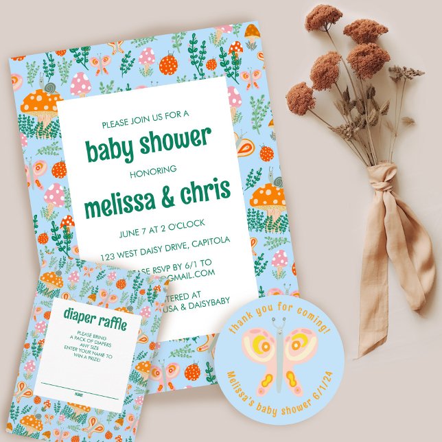 Snail Mushroom Cute Adorable CUSTOM BABY SHOWER  Invitation (Snail Mushroom Cute Adorable CUSTOM BABY SHOWER Invitation
)
