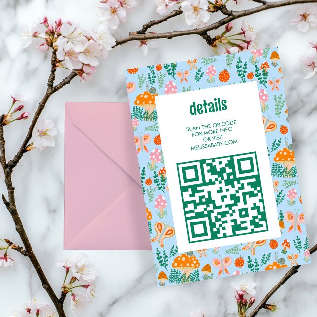 Snail Mushroom Cute Adorable QR CODE BABY SHOWER  Enclosure Card (Snail Mushroom Cute Adorable QR CODE BABY SHOWER Enclosure Card
)