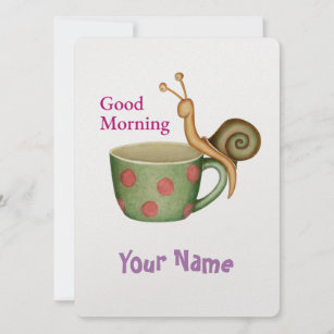 Snail On a Coffee Cup Holiday Card