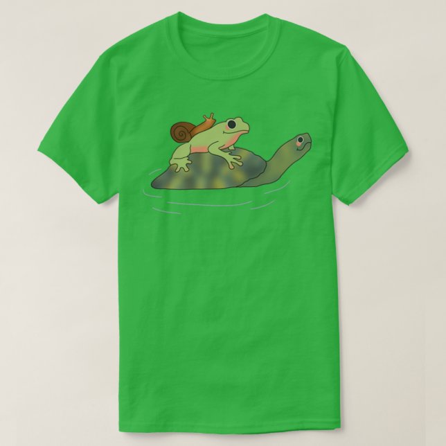 snail on a frog on a turtle T-Shirt (Design Front)