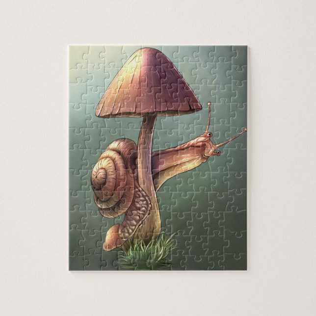 Snail on the mushroom jigsaw puzzle (Vertical)