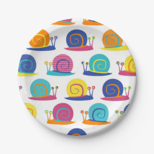 Snail Party Pattern Paper Plate