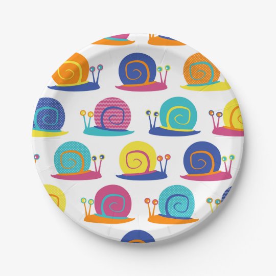 Snail Party Pattern Paper Plate Zazzle.co.uk
