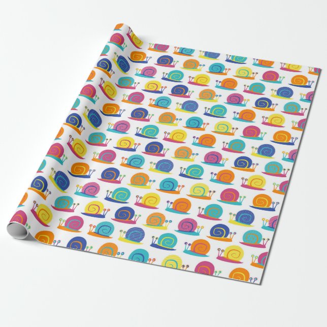 Snail Party Pattern Wrapping Paper (Unrolled)