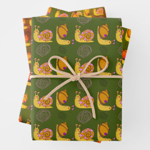Snail Patterned Wrapping Paper Sheet Set