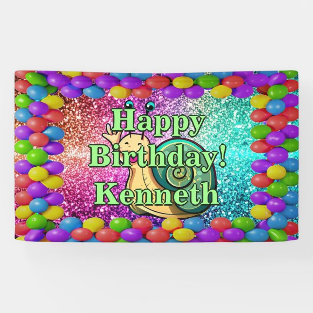 Snail Personalised character birthday banner (Horizontal)