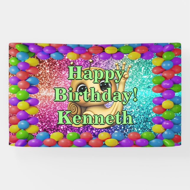 Snail Personalised character birthday banner (Horizontal)