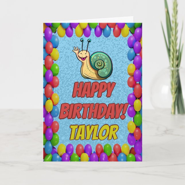 Snail Personalised Fun Greeting Birthday Card (Front)