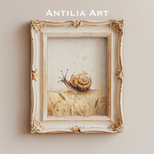 Snail Portrait Painting Vintage Slug Mollusca Poster